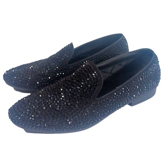 Steve Madden Men's Caviarr Black Swarovski Crystal Slip-On Dress Loafers 10 - Picture 6 of 11